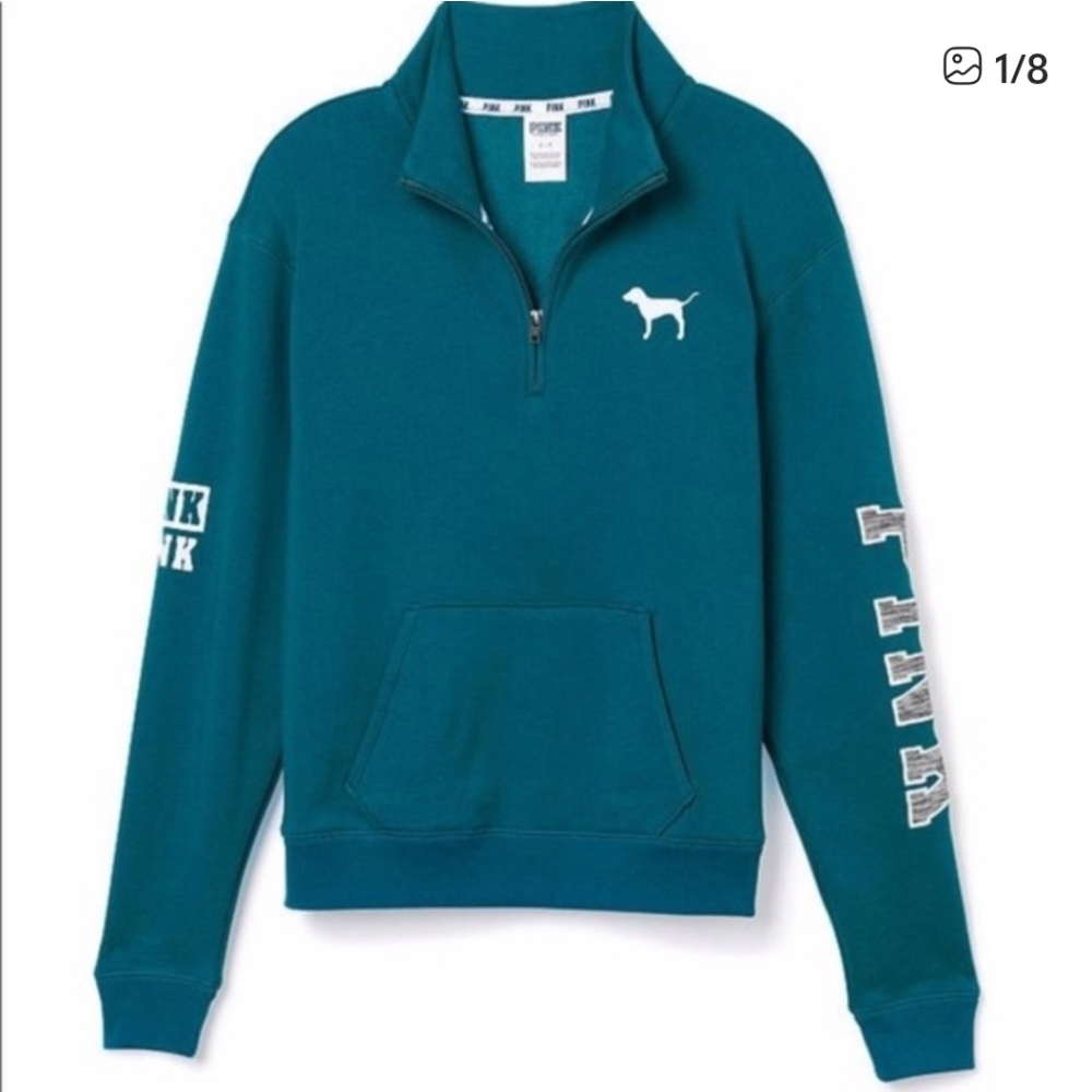 Teal Quarter-Zip Sweatshirt with Dog Logo